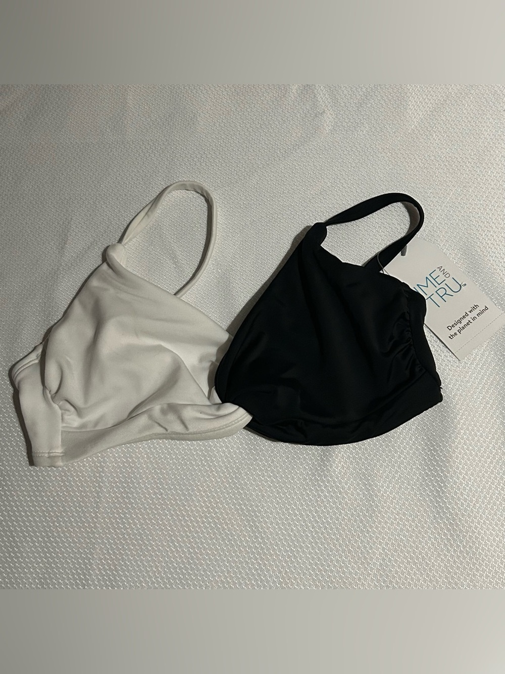 Time and Tru Black and White Women’s Swim Top